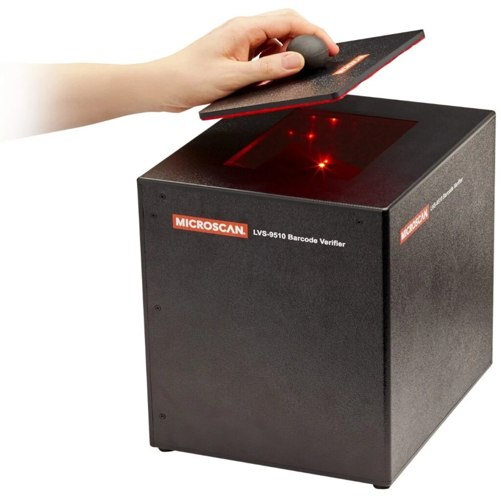 Microscan LVS-9510 verifier with sample label